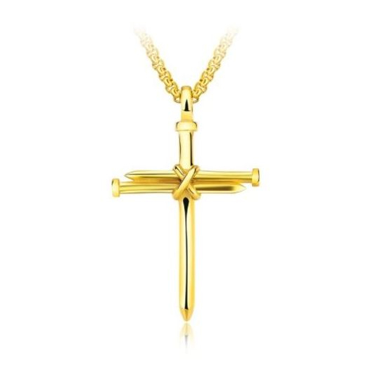 Złoty Krzyżyk Chrześcijański Symbol Ukrzyżowania