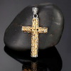 Srebrno-Złoty Wisiorek Krzyżyk z Ornamentami