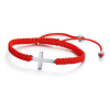 Bransoleta czerwony sznurek woskowany kuleczki + Krzyżyk