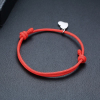 Bransoletka czerwony sznurek nylonowy + stalowe SERCE