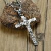 Srebrny Krzyż religijny ze stali 316L