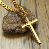 Złoty Krzyż Religijny z Jezusem ze stali Chirurgicznej 316L