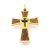 Złoty Stalowy Krzyżyk z Drewnem Palisander