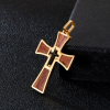 Złoty Stalowy Krzyżyk z Drewnem Palisander