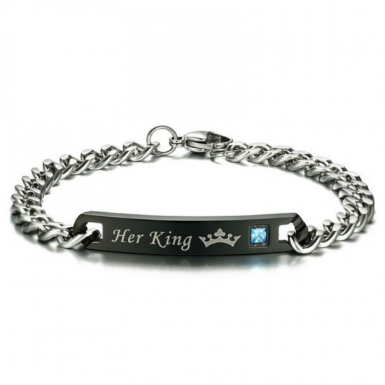 Bransoletki dla Pary Her King, His Queen stal 316L (para)