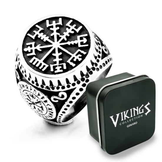 Sygnet Vegvísir Kompas Vikingów Starożytne Srebro