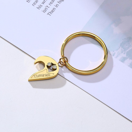 Złoto-Srebrny Brelok do kluczy Serce dla Zakochanych