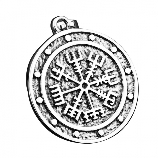 Okrągły Wisiorek Nordycki Vegvísir Kompas Vikingów