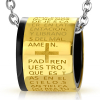 Zawieszka złota-czarna z modlitwą Padre Nuestro